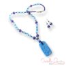 Aquamarine, Painted Glass and Ceramic Necklace & Earrings