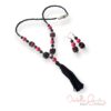 Pink and Black Turkey Turquoise Tassel Necklace and Earrings Set
