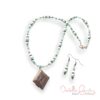 Seafoam Green Glass and Copper Locket Necklace and Earrings Set