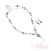 Purple Glass Linked Key Necklace & Earrings