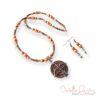 Orange Pearl and Copper Arrow Necklace and Earrings Set