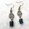Navy Blue Shell and Striped Anchor Tassel Necklace and Earrings Set - Image 3