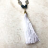 Navy Blue Shell and Striped Anchor Tassel Necklace and Earrings Set - Image 4