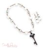 Seafoam Agate and Cream Quartz Copper Key Necklace and Earrings Set
