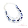 Blue and White Triple Strand Chain Necklace