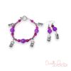 Purple Agate, Hot Pink Glass and Princess Charm Bracelet and Earrings Set