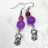Purple Agate, Hot Pink Glass and Princess Charm Bracelet and Earrings Set - Image 3