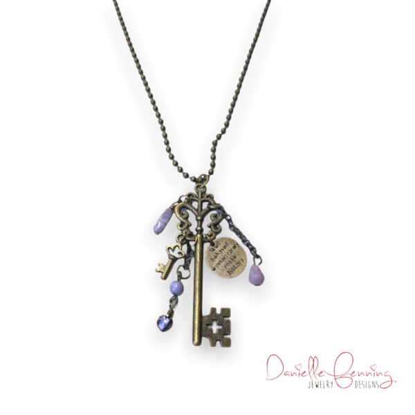 Bronze Key Necklace with Lavender