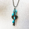 Bronze Key Necklace and Earrings Set with Turquoise - Image 4