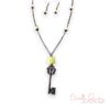 Copper Key and Jade Necklace and Earrings Set