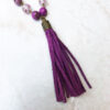 Fuchsia Suede Tassel and Agate Necklace and Earrings Set - Image 4