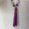 Fuchsia Suede Tassel and Agate Necklace and Earrings Set - Image 6
