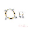 Black, Yellow and White Sparrow Charm Bracelet and Earrings Set