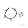 Green and Black Turtle Charm Bracelet and Earrings Set