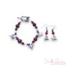 Blue, White and Red Horse Charm Bracelet and Earrings Set