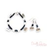 Black and White "Wish" Charm Bracelet and Earrings Set