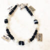 Black and White "Wish" Charm Bracelet and Earrings Set - Image 2