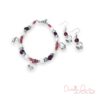 Red and White Winged Hearts Charm Bracelet and Earrings Set