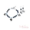 Light Blue and Gray Dove Bird Bracelet and Earrings set