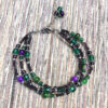 Green and Fuchsia Suede Tassel Long Necklace, Multi-Strand Bracelet & Earrings Set - Image 2