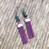 Green and Fuchsia Suede Tassel Long Necklace, Multi-Strand Bracelet & Earrings Set - Image 3