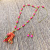Orange, Pink and Lime Tassel Necklace and Earrings Set