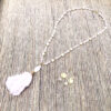 Light Pink Quartz Gold Tone Tassel Necklace and Earrings Set