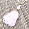 Light Pink Quartz Gold Tone Tassel Necklace and Earrings Set - Image 2