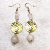 Light Pink Quartz Gold Tone Tassel Necklace and Earrings Set - Image 4