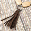 Wood and Brown Faux Suede Tassel Necklace and Earrings Set - Image 2