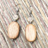 Wood and Brown Faux Suede Tassel Necklace and Earrings Set - Image 3