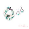 Cream Stone Chips & Green Jade Multi-Strand Bracelet & Earrings Set