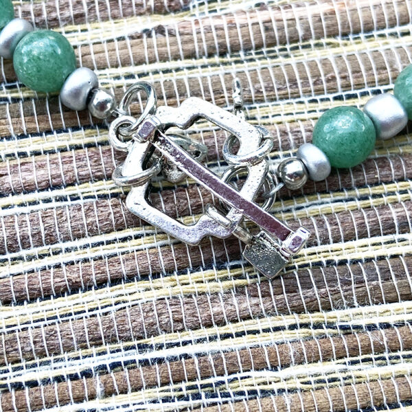 Green Jade and Brown Glass Scarf Tassel Necklace and Earrings Set - Image 3