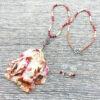 Orange, Red and Yellow Scarf Tassel Necklace and Earrings Set