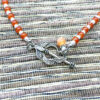 Orange, Red and Yellow Scarf Tassel Necklace and Earrings Set - Image 5