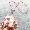 Orange, Red and Yellow Scarf Tassel Necklace and Earrings Set - Image 6