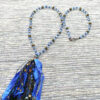 Blue and Black Fiber Tassel Necklace and Earring Set - Image 5