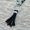 Cracked Black Tassel Necklace and Earrings Set - Image 3