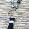 Cracked Black Tassel Necklace and Earrings Set - Image 4