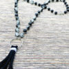Cracked Black Tassel Necklace and Earrings Set - Image 5