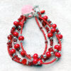 Red and Silver Multi-Strand Bracelet & Earrings Set - Image 2