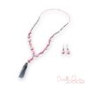 Coral and Gray Tassel Necklace and Earrings Set