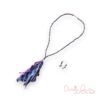 Eggplant Purple and Gunmetal Tassel Necklace and Earrings Set
