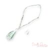 Green Shell and Lace Tassel Necklace and Earrings Set