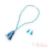Teal Glass Turquoise and Gold Necklace and Earrings Set