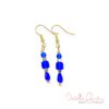 Blue and Gold Glass Quadruple Strand Bracelet & Earrings Set - Image 3