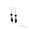 Black and White Handblown Glass and Heart Triple Strand Bracelet & Earrings Set - Image 3