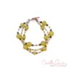 Frosted Yellow Glass and Copper Feather Triple Strand Bracelet & Earrings Set - Image 2
