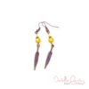 Frosted Yellow Glass and Copper Feather Triple Strand Bracelet & Earrings Set - Image 3