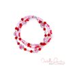 Triple Strand Pink & Red Flower Bracelet & Earrings Set - Image 2